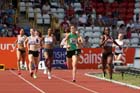 Marilyn Okoro winning the 800 metres from Jessica Judd at the Sainsbury's British Championships, Birmingham.